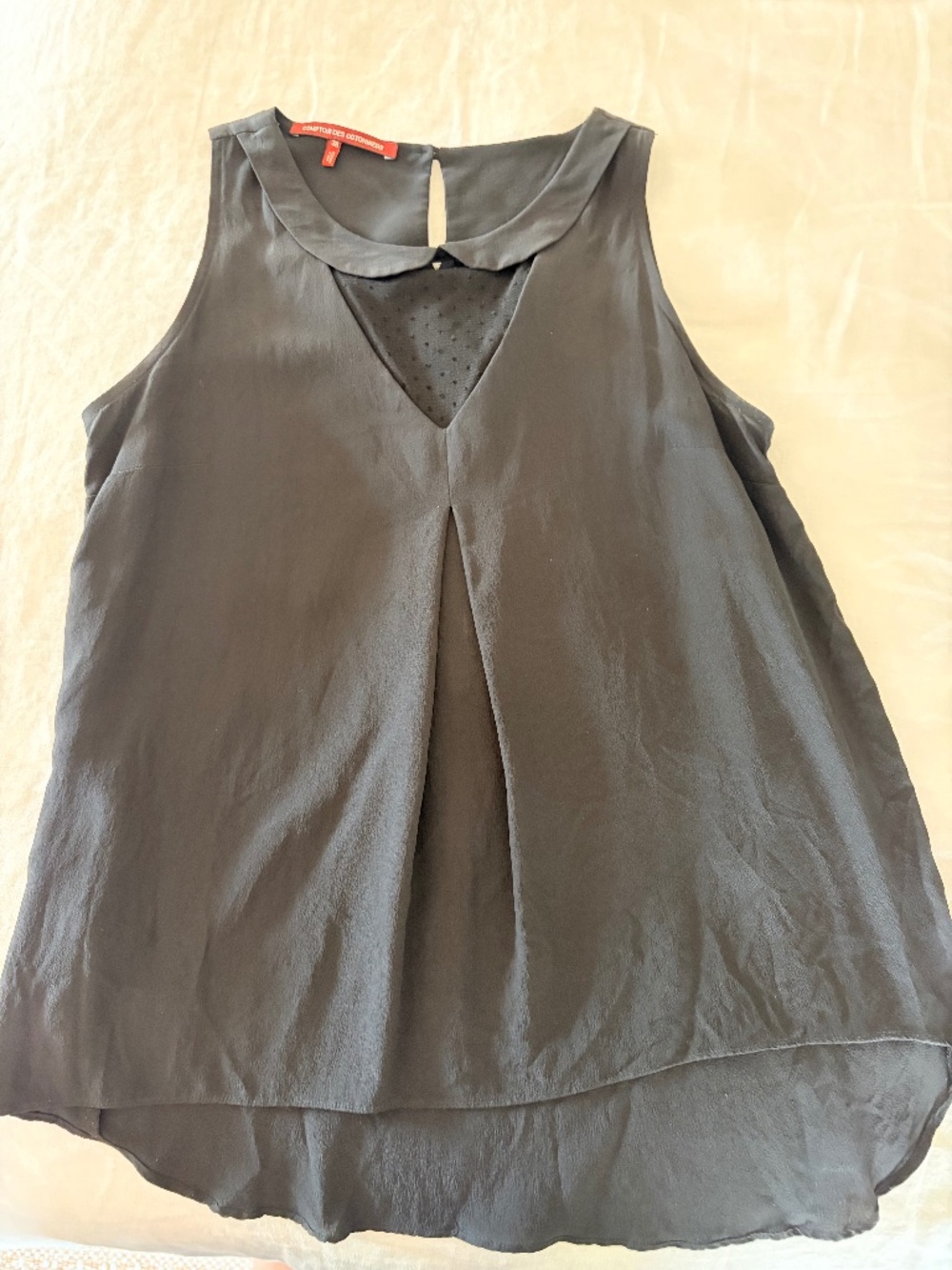 Comptoir Des Cotonniers Silk Collared Sleeveless Top in Black Sz 38